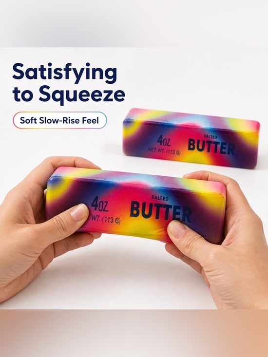 Butter Other - Salted Butter Squeeze Toy - Multicolor Rainbow Design. Slow rise fidget
